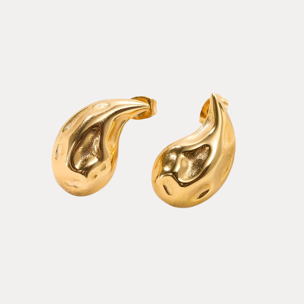 Pointy Textured Teardrop in 18K Gold-Plating