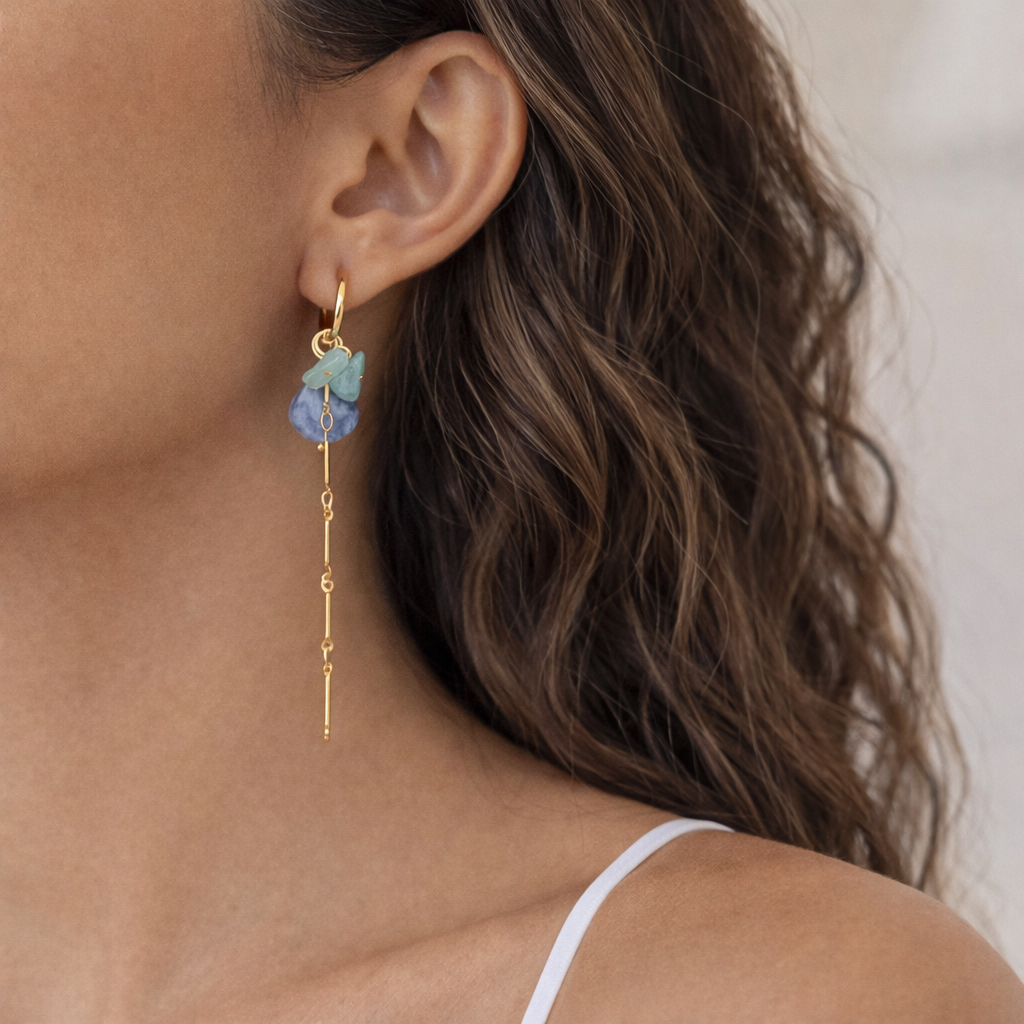 18K Aventurine Sodalite Stone Dangles