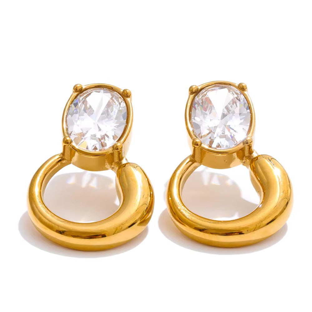 18K Statement Halo Crystal Earrings