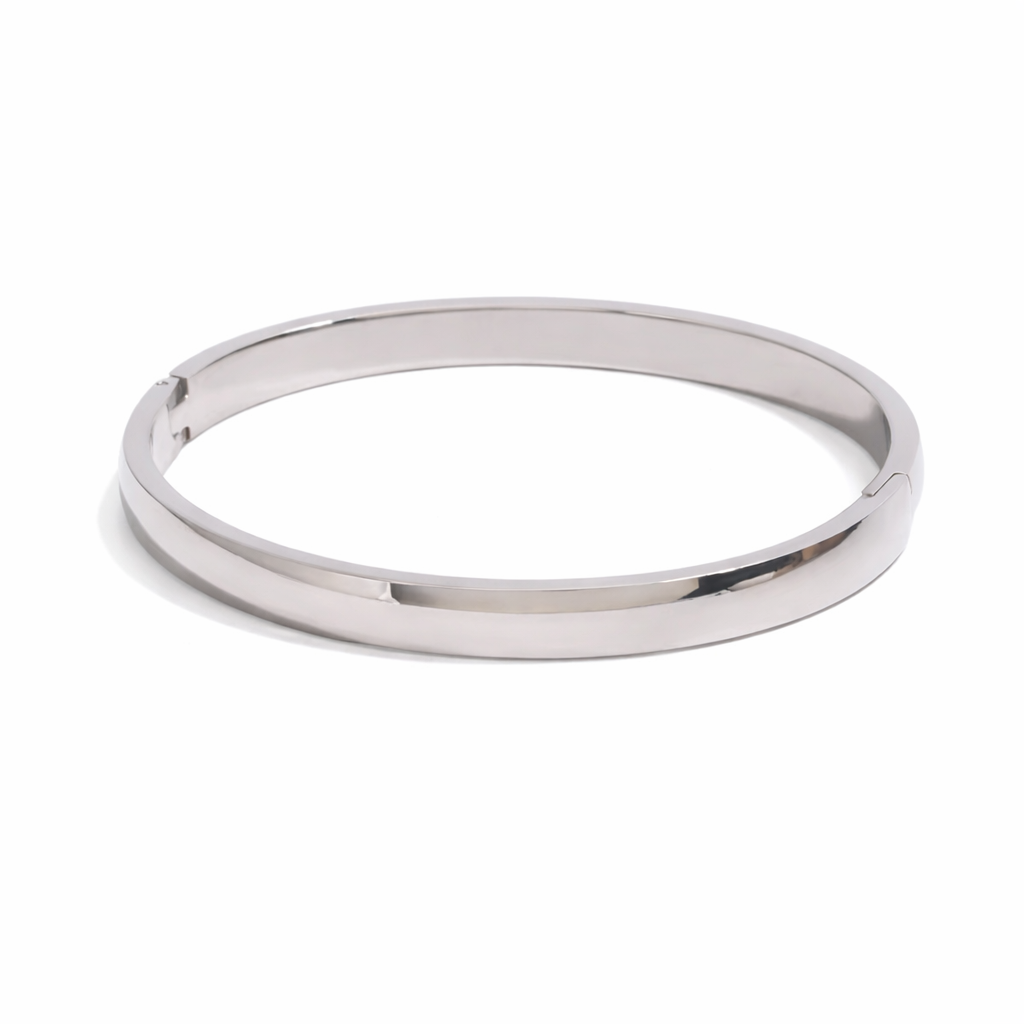 18K Silver Smooth Bangle