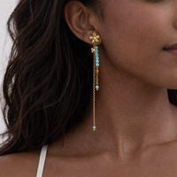 18K Turquoise Flower Dangle