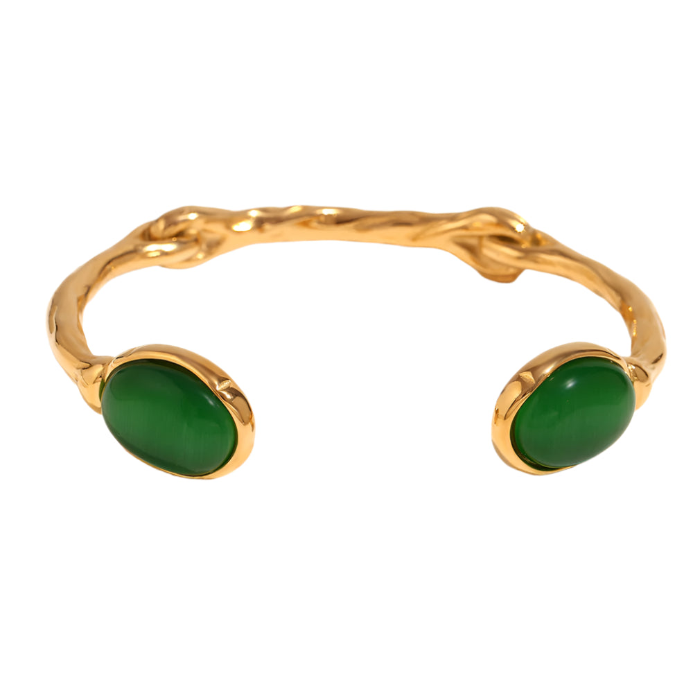 18K Agate Open Bangle