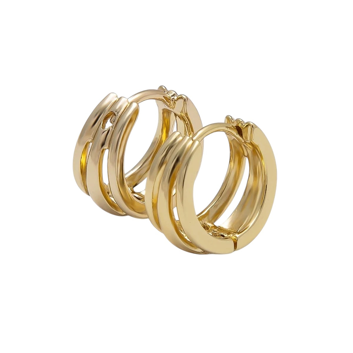 14K Three Layer 14mm Huggies