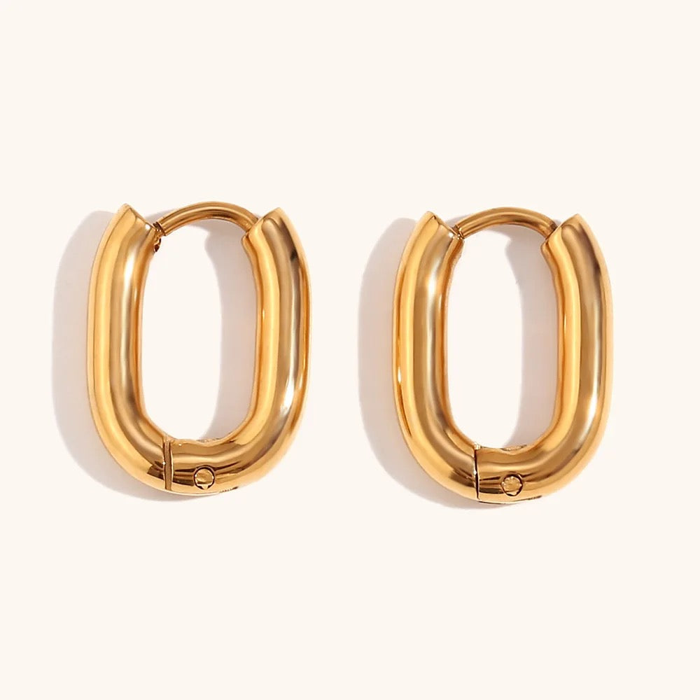 18K Classic Oval Huggie Earrings
