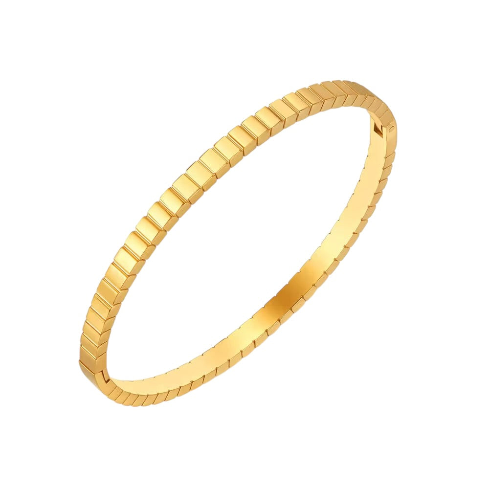 18K Stripe Thin Bangle