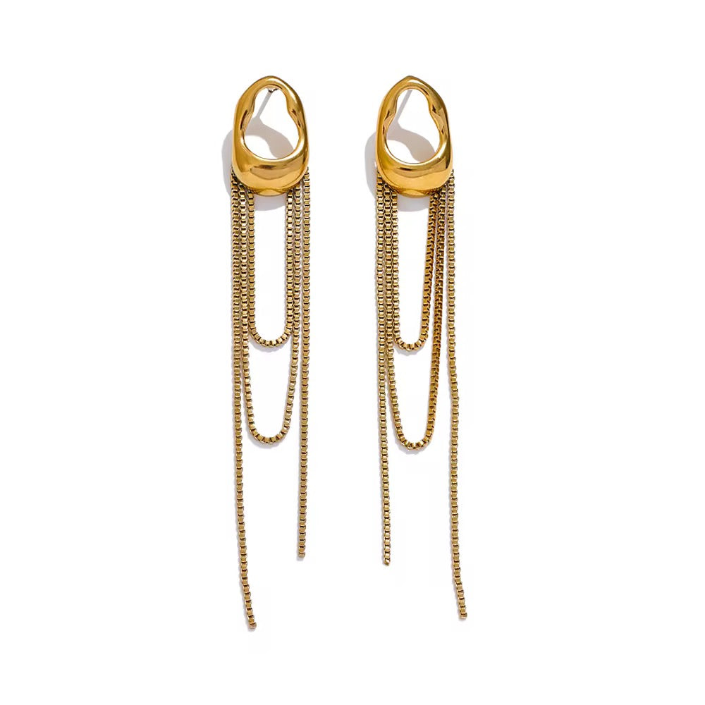 18K Dainty Chain Dangle Earrings