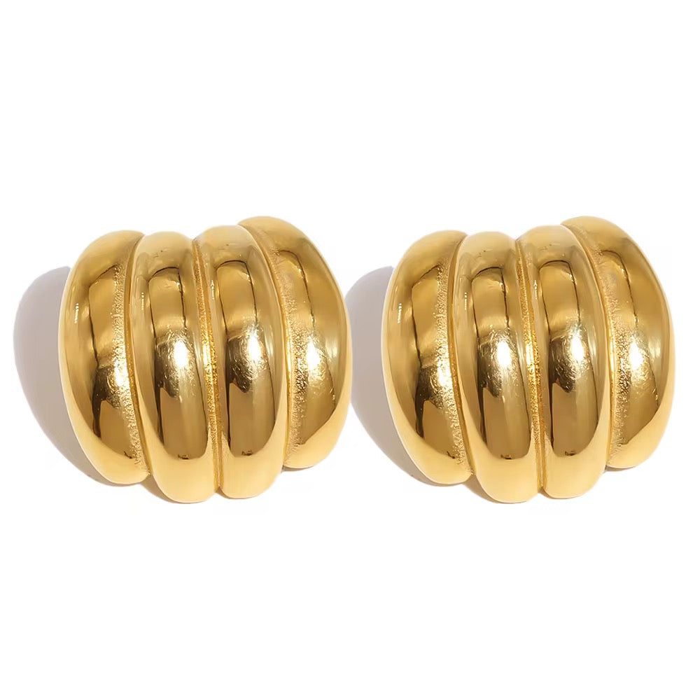 Four Band Studs in 18K Gold-Plating