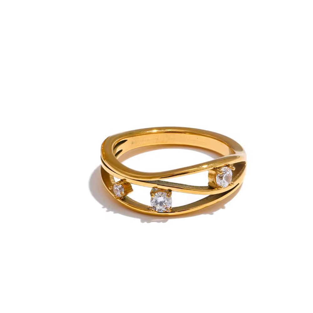 18K Nova CZ Layered Ring