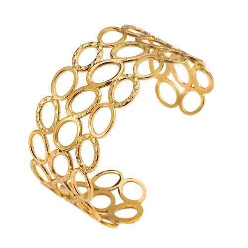 18K Circle Open Cuff Bangle