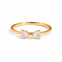 18K Dainty Stackable Hearts Ring