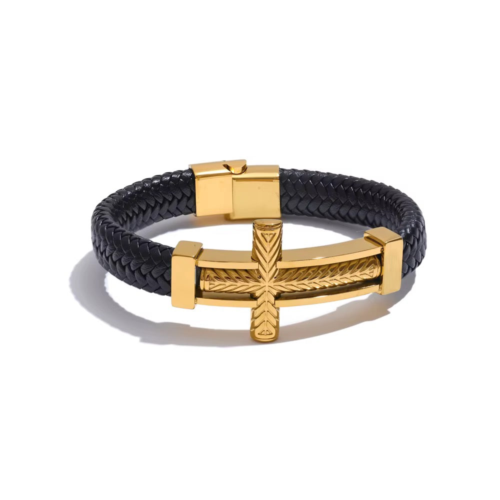 Damien Cross Bracelet - Gold