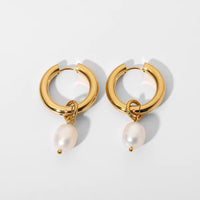 18K Fresh Water Pearl Chunky Classic Hoop