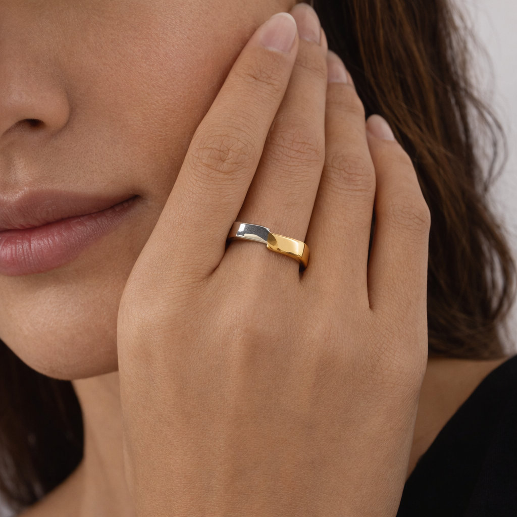 Two Tone Boxy Ring