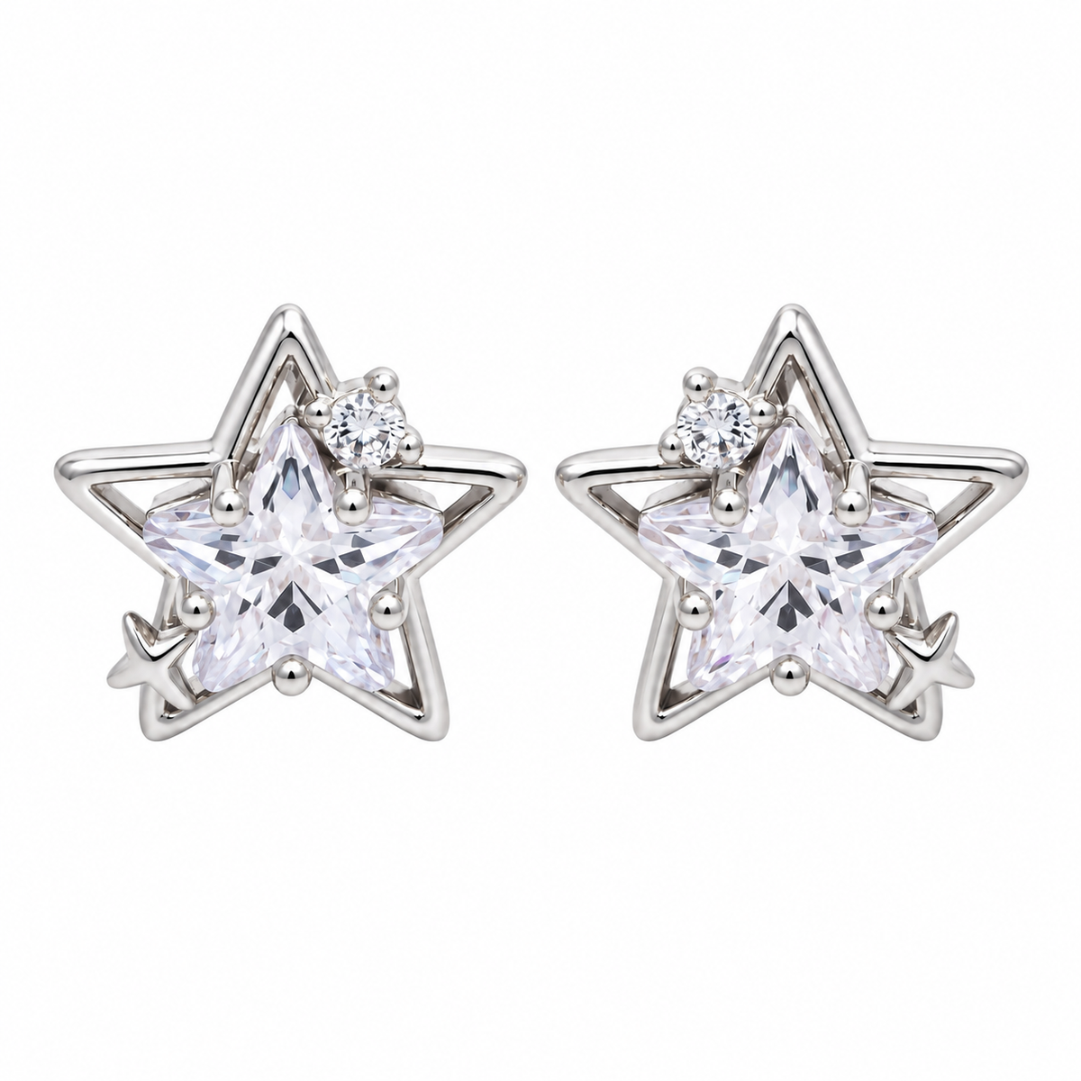 Silver Aurora Star Studs