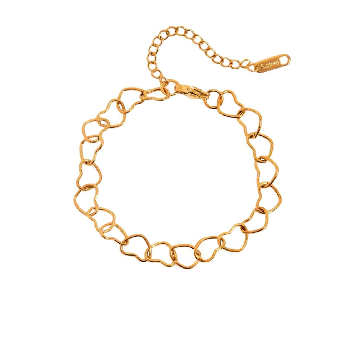 18K Dainty Heart Links Bracelet
