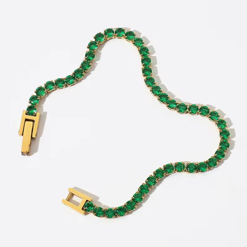 18K Emerald Tennis CZ Bracelet