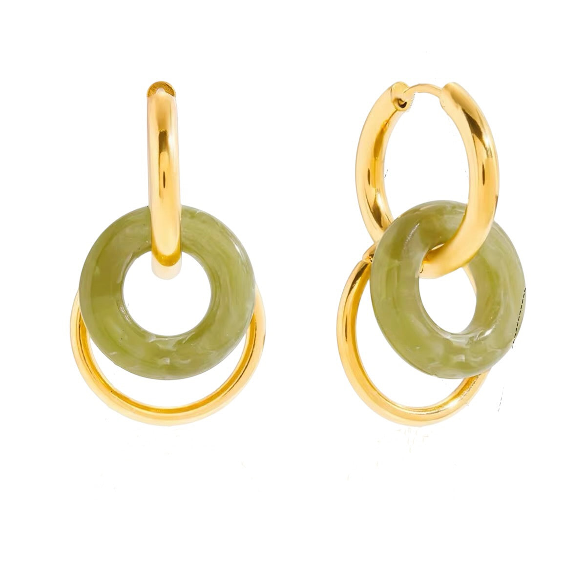18K Jade Ring Hoops