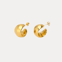 Chubby Hammered Hoops in 18K Gold-Plating