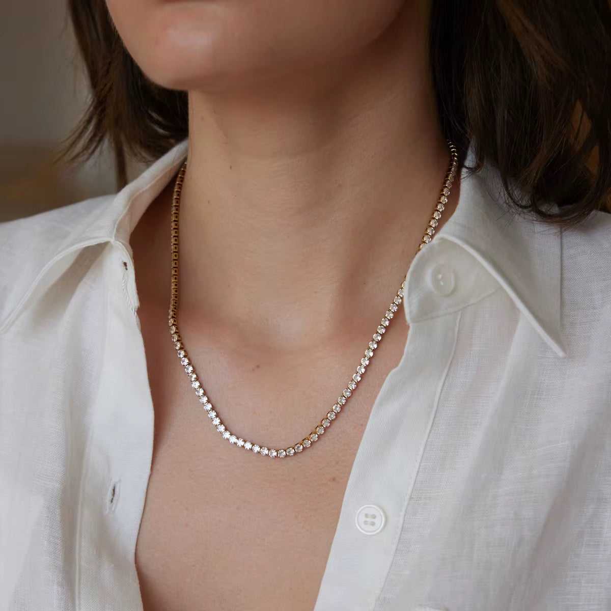 18K Classic Tennis Necklace