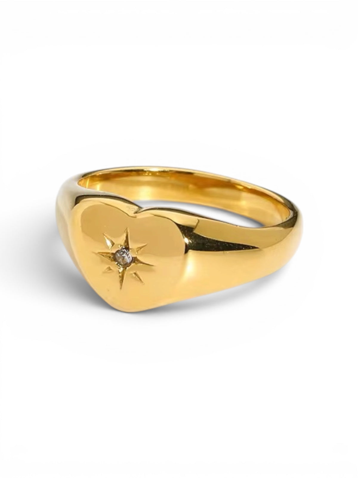 18K Heart CZ Ring