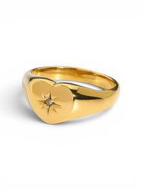 18K Heart CZ Ring