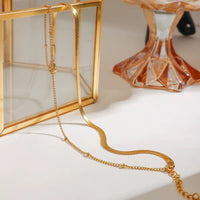 18K Layered Dainty Herringbone Bracelet