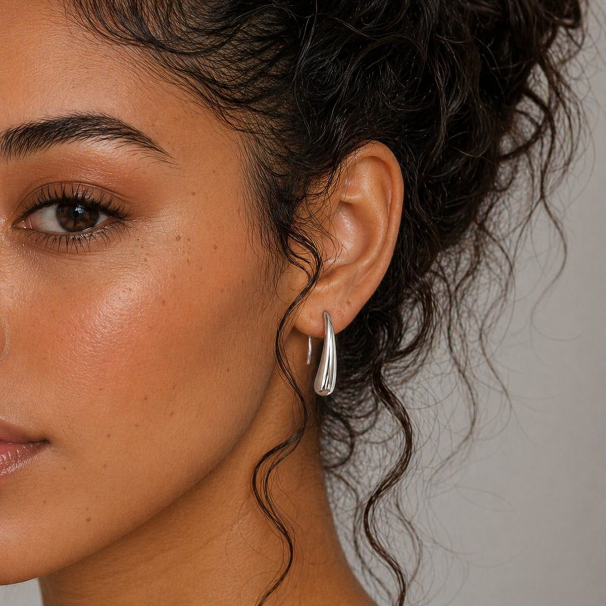 Silver Bar Hoop Earrings