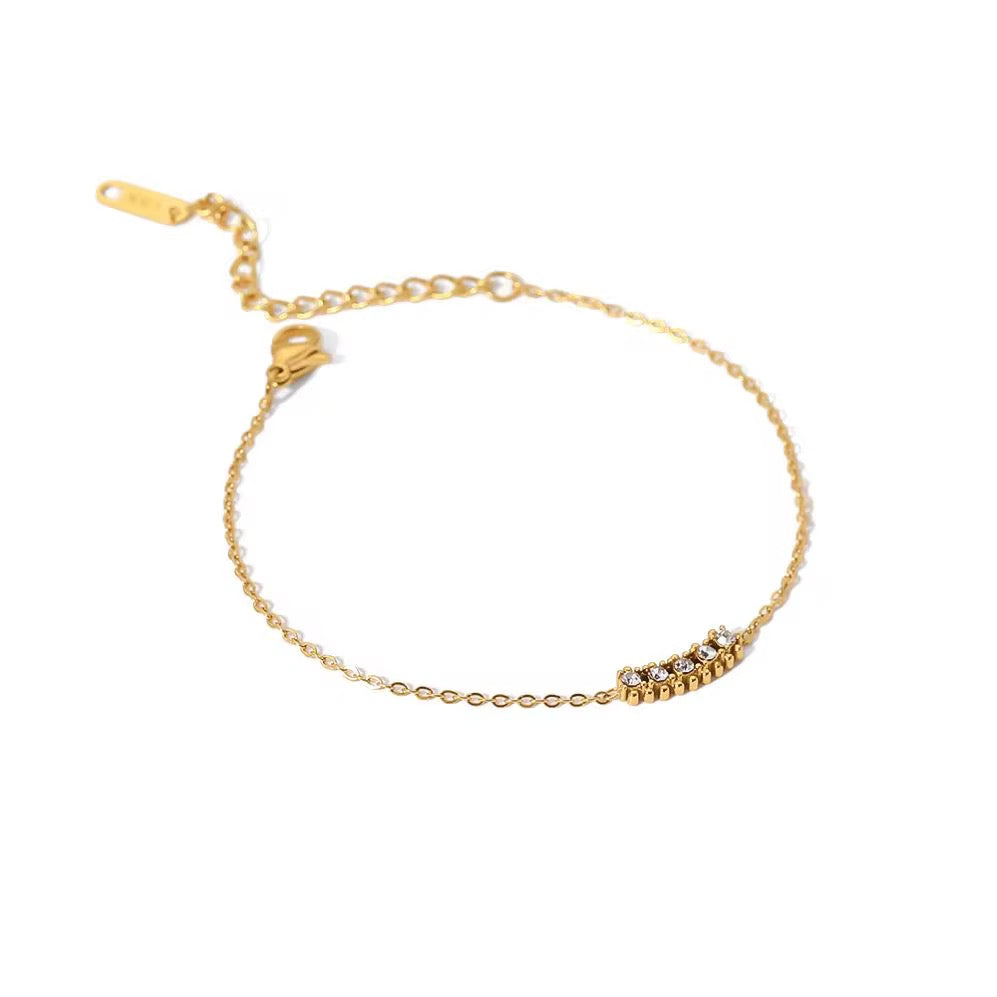 18K Dainty Bar CZ Bracelet