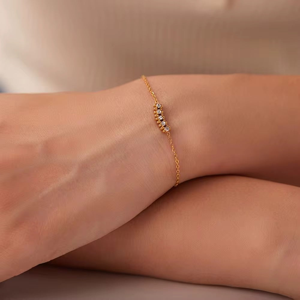 18K Dainty Bar CZ Bracelet