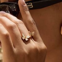 18K Butterfly Duo Adjustable Ring