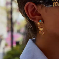 18K Aqua Marine Layered Earrings
