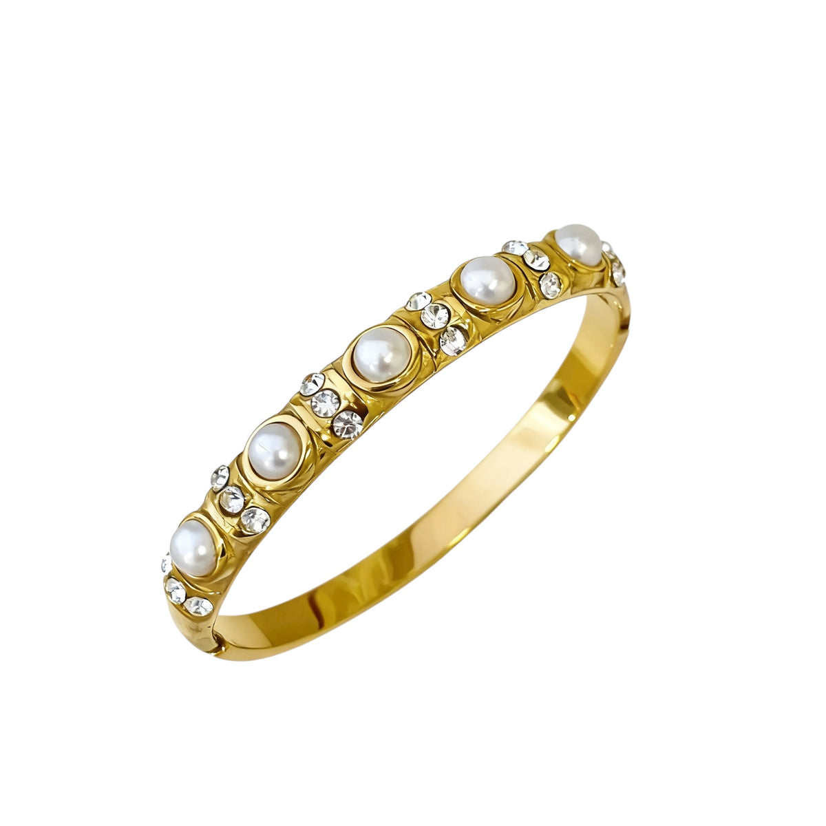 18K Pearl Studded Crown Bangle