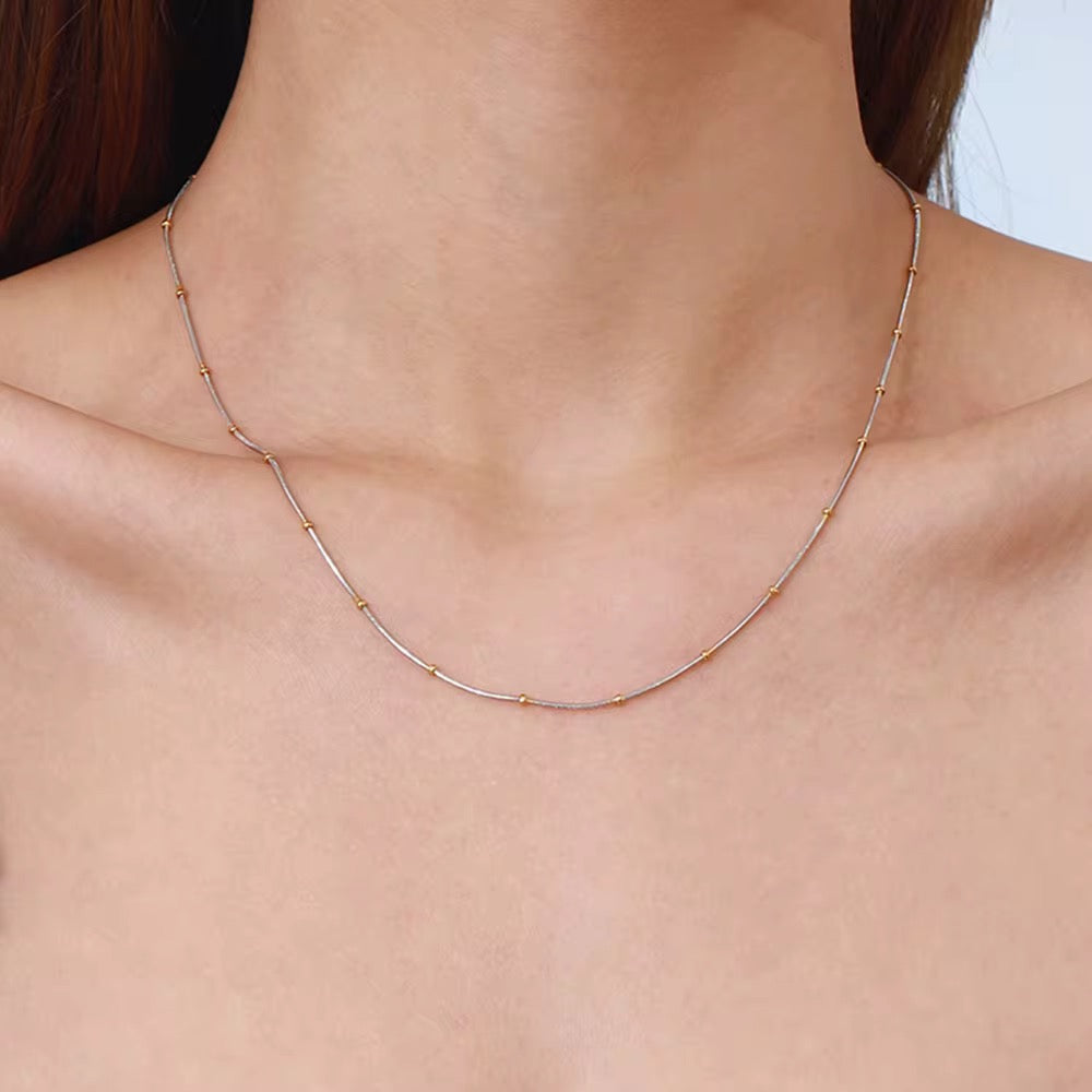 Two Tone Dotted Chain Necklace