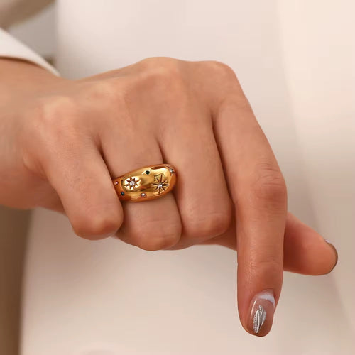 18K Celestial Star Statement Ring