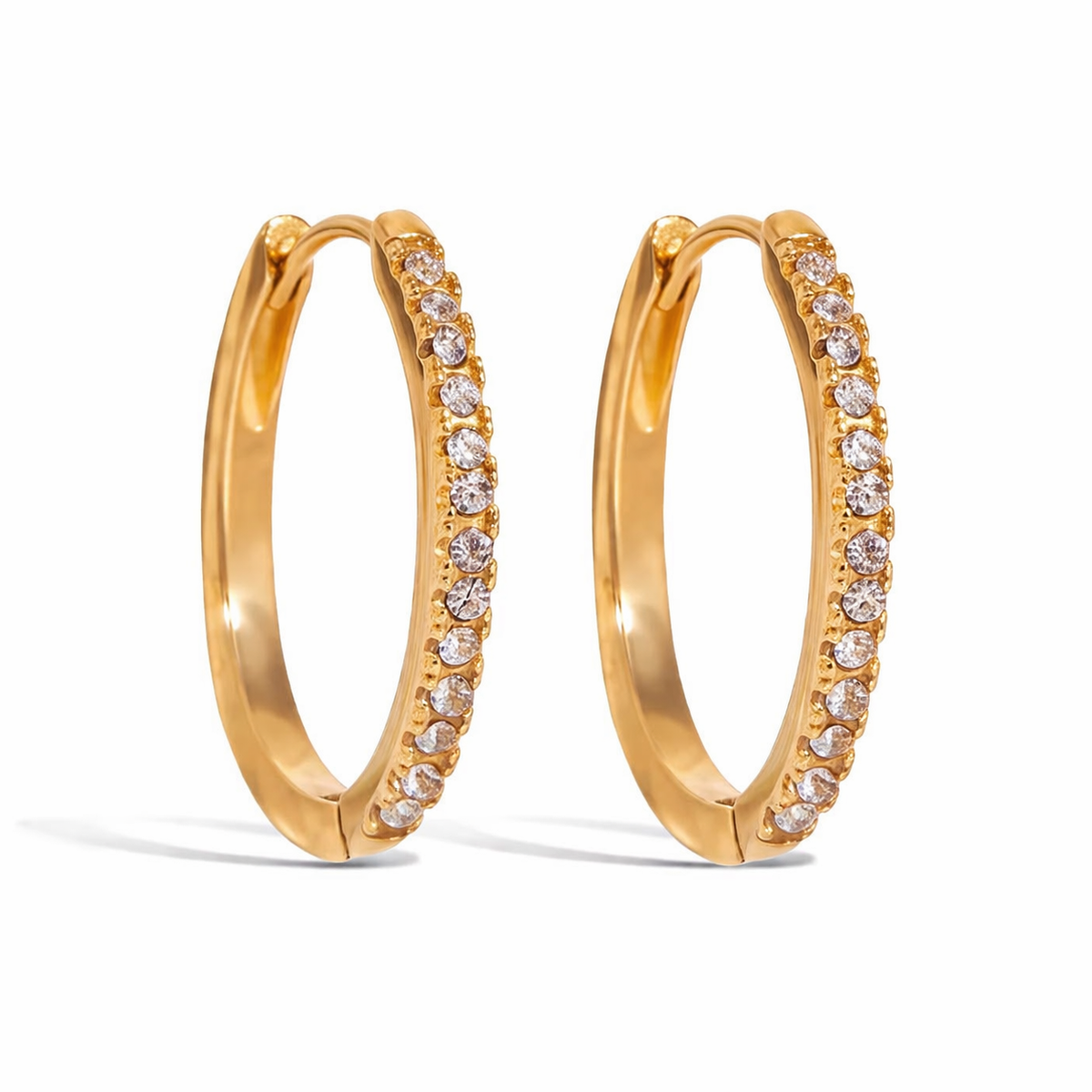18K Oblong CZ Hoops