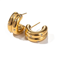 18K C Hoop Layered Earrings