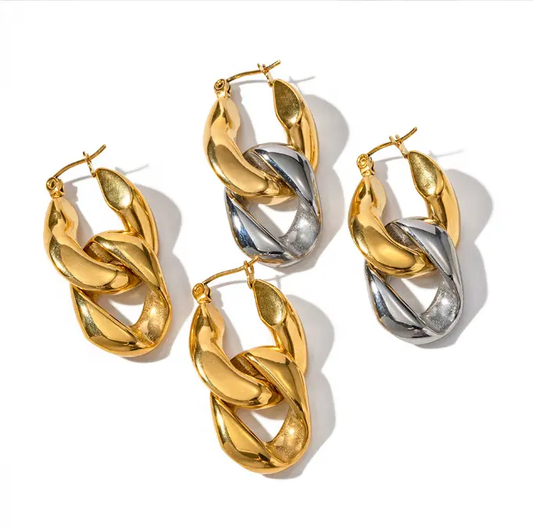 18K Link Chain Hoop Earrings