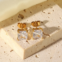 18K Crystal Diamond Square Earrings