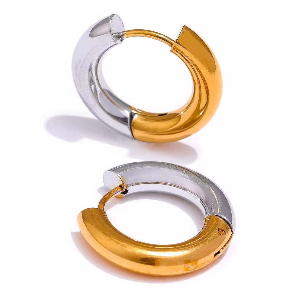 Classic Two-tone Hoops in 18K Gold-Plating and Silver