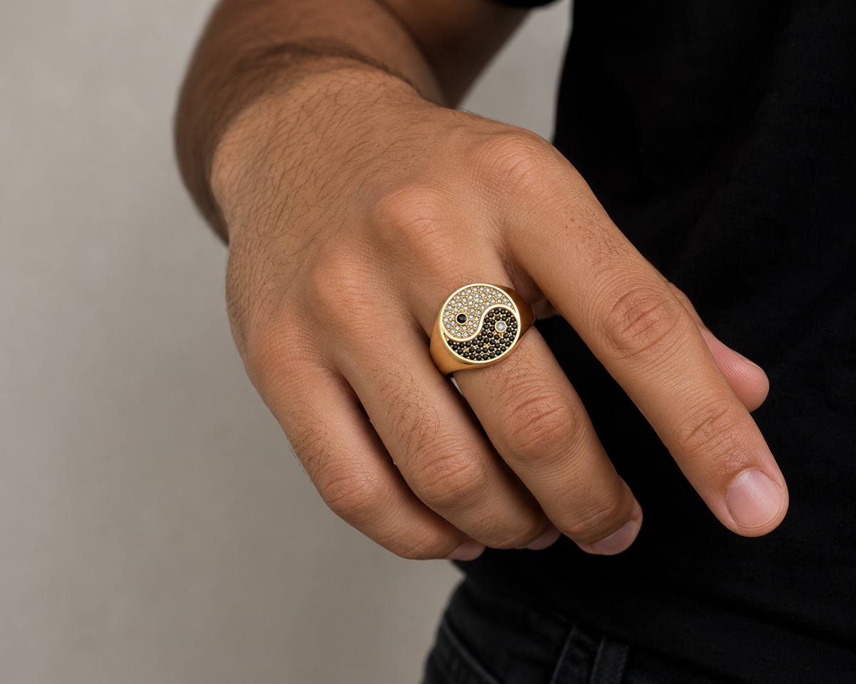 Yin Yang CZ Onyx - 18K
