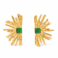 18K Sun Rays Emerald Statement Studs