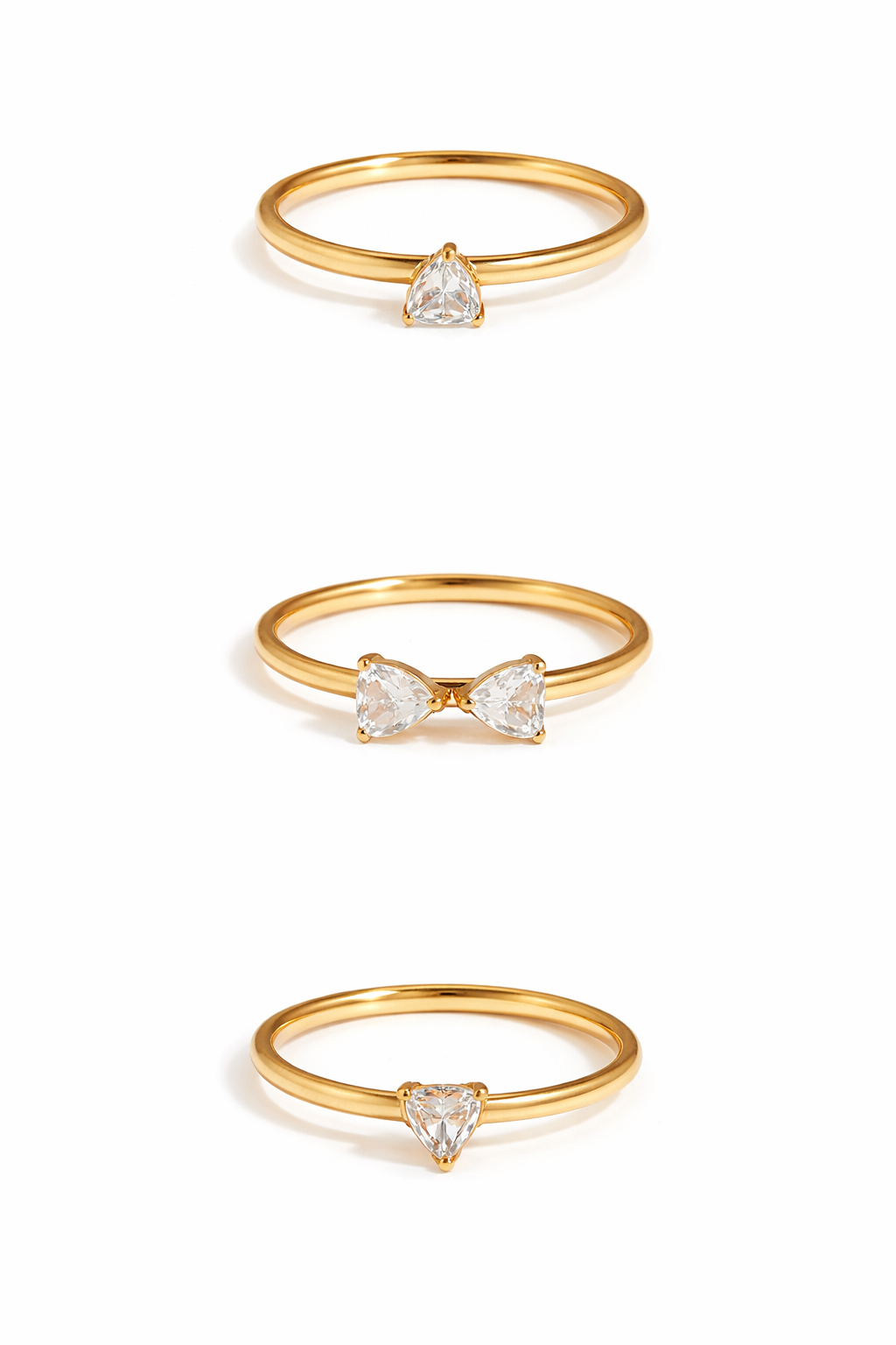 18K Dainty Stackable Hearts Ring