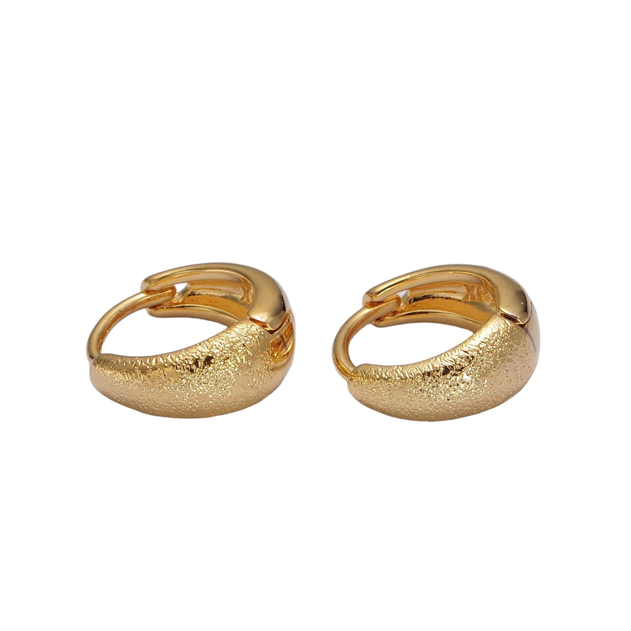 24K Gold Filled 11mm Textured Dome Huggie Earrings