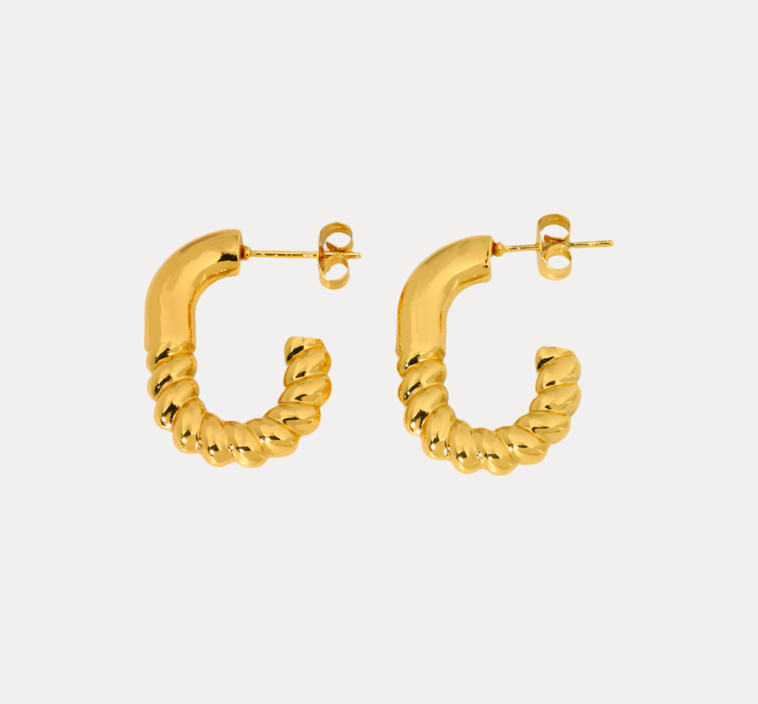 Thread Bottom Hoops in 18K Gold-Plating