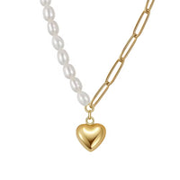 18K Pearl Heart Charm Necklace