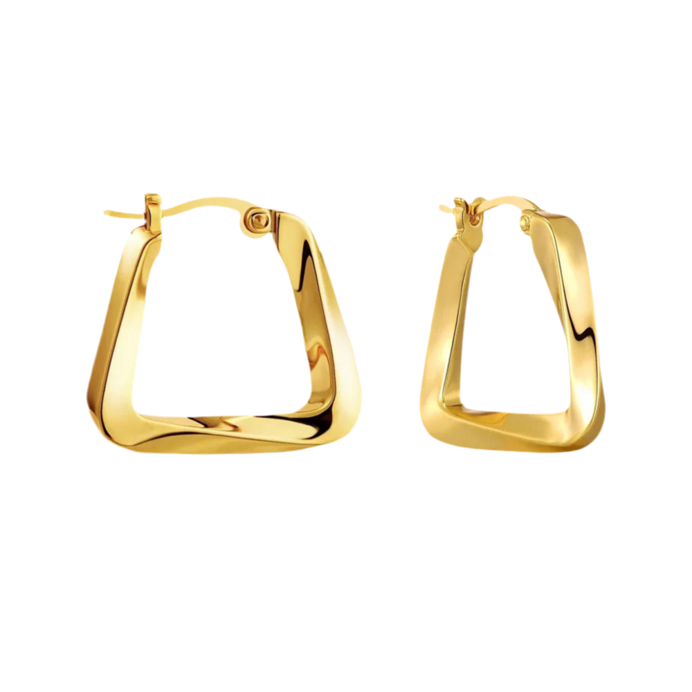 Textured Geometric Square Hoops in 18K Gold-Plating