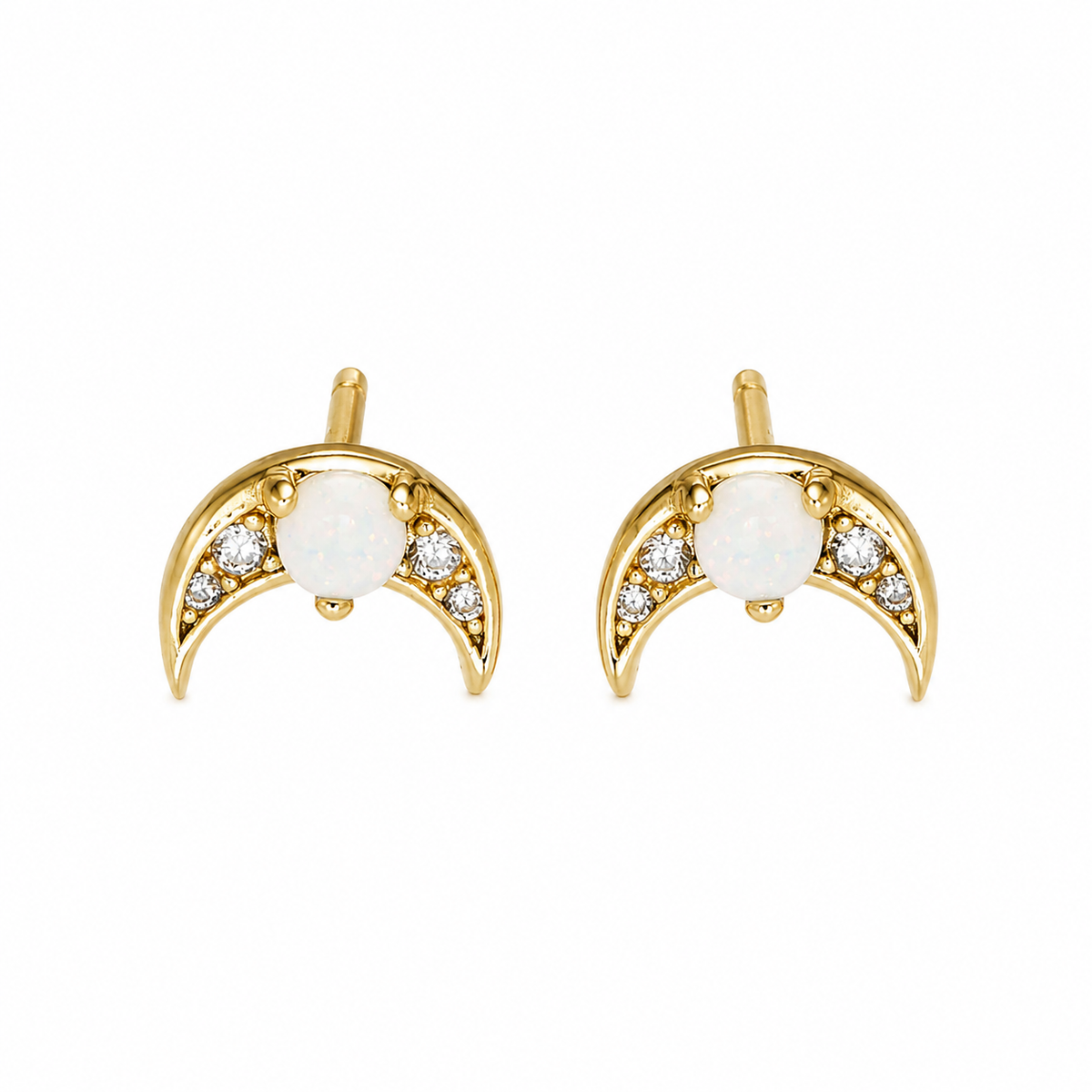 18K Gold Filled Moon Opal Studs