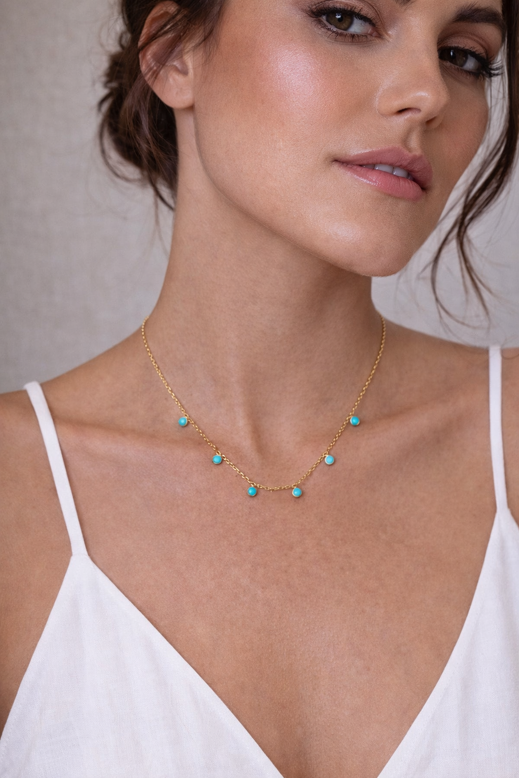 18K Dainty Turquoise Charm Necklace