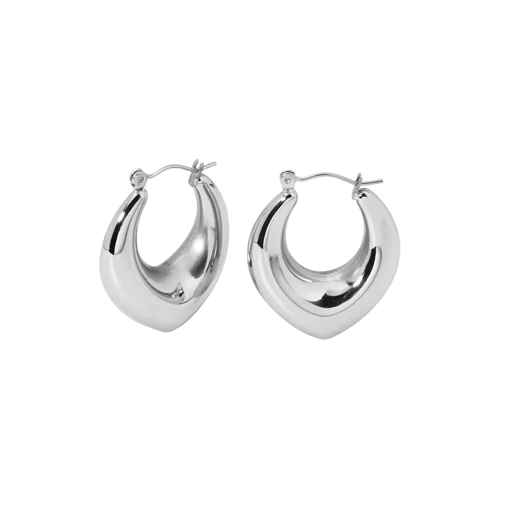 Silver Pointy Chunky Hoops