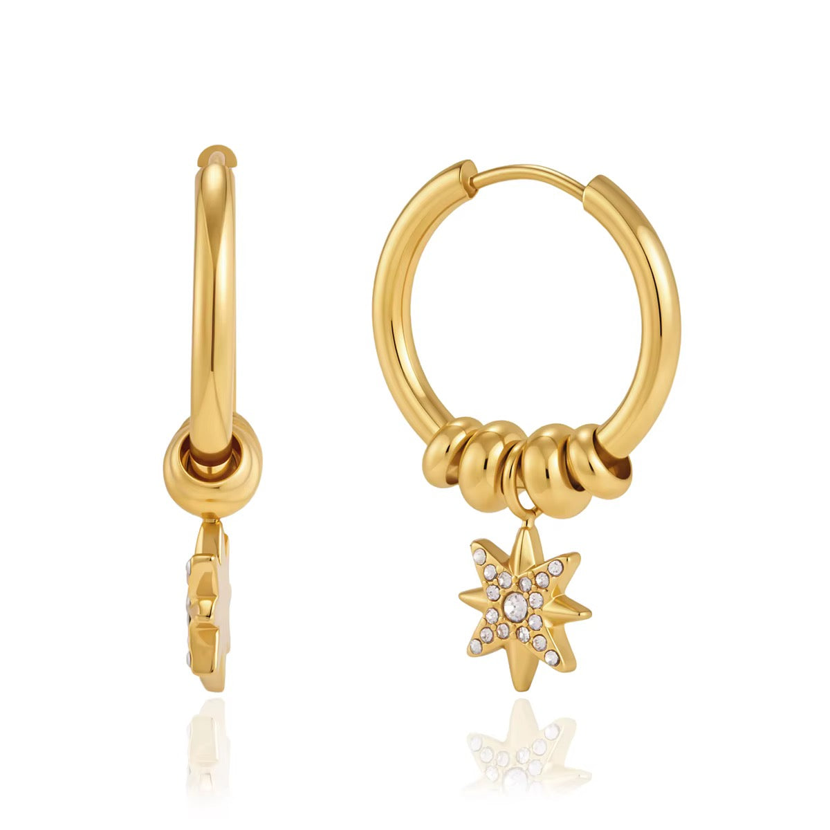 18K Celestial Star Rings Mini Hoops